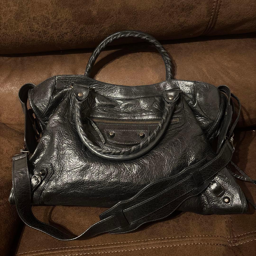バレンシアガ シティ　ブラック　レザートートバッグ
