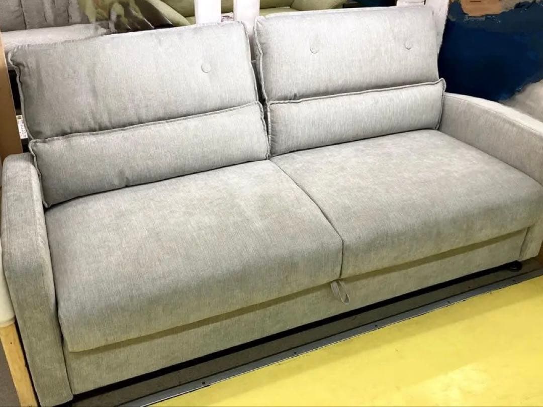 3人掛けソファ ライトグレー 収納付き