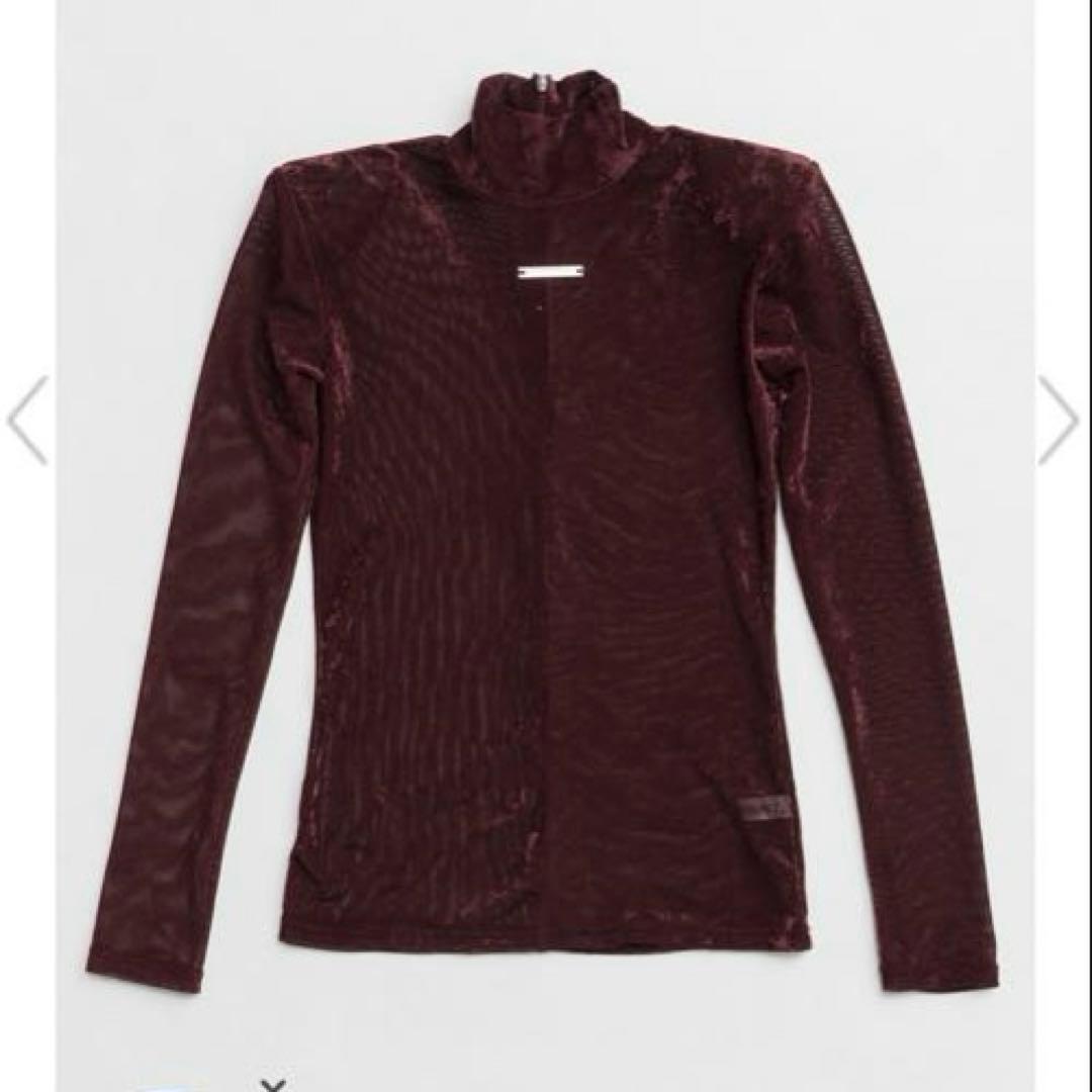 プランクプロジェクト Velour Mesh Turtleneck Top 赤