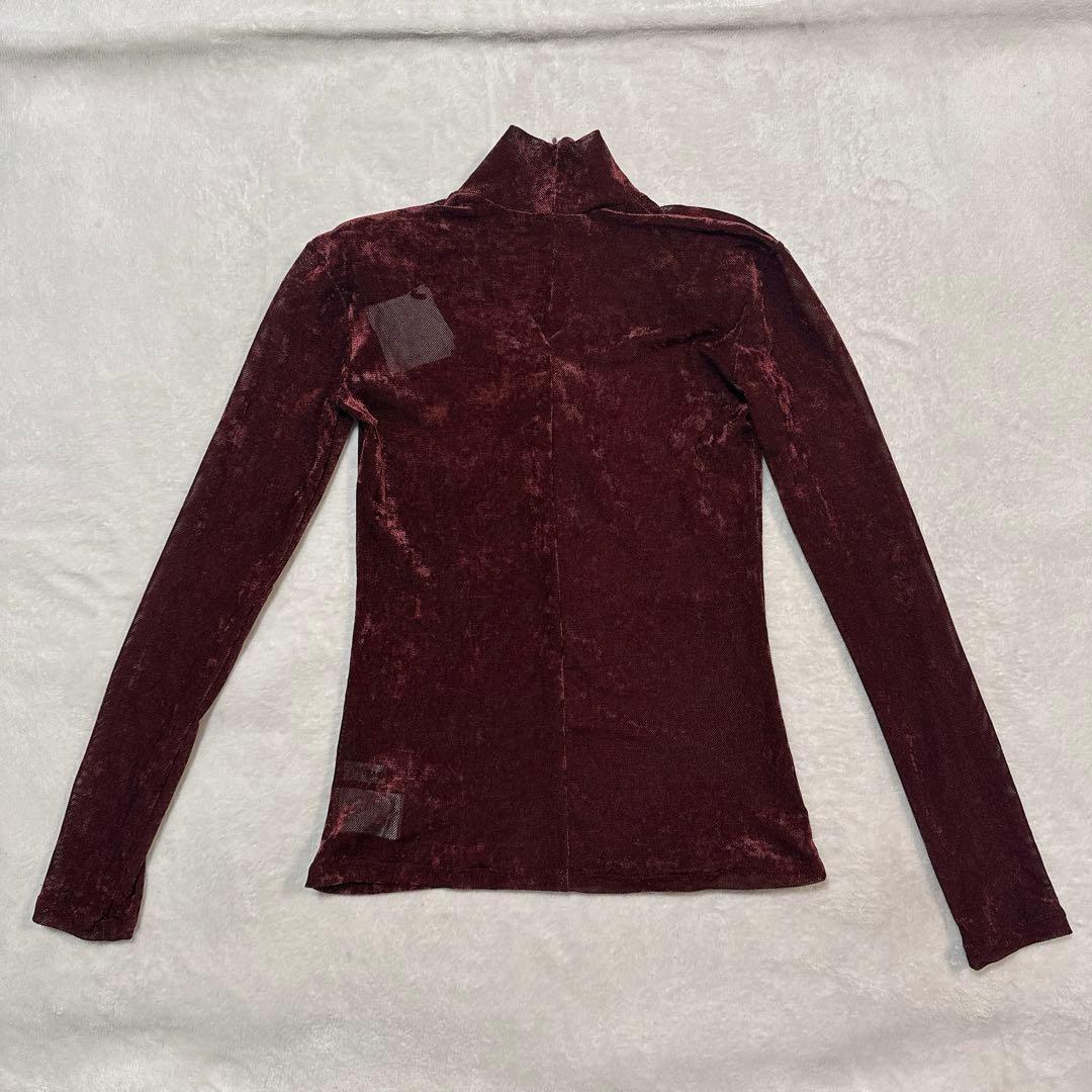 プランクプロジェクト Velour Mesh Turtleneck Top 赤