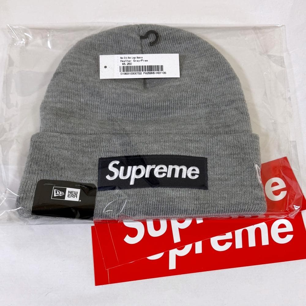 帽子 Supreme New Era Box Logo Beanie 25FW Gry