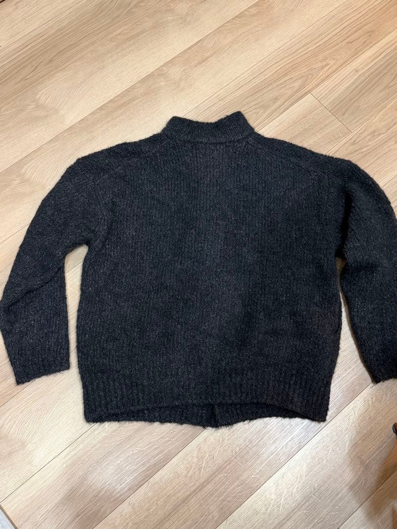 ATON ベビーアルパカモックネックカーディガン グレー