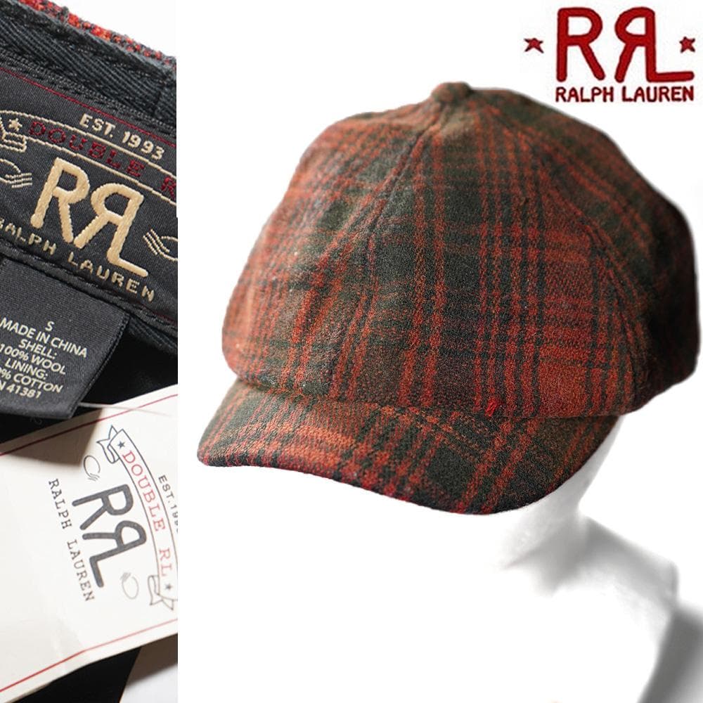 黄金期 新品【RRL 】ダブルアールエル ウールチェックニュースボーイキャップS