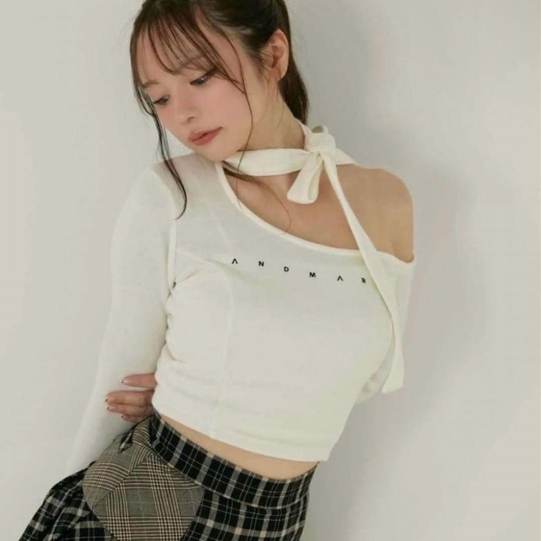 andmary トップス　ribbon oneshoulder tops