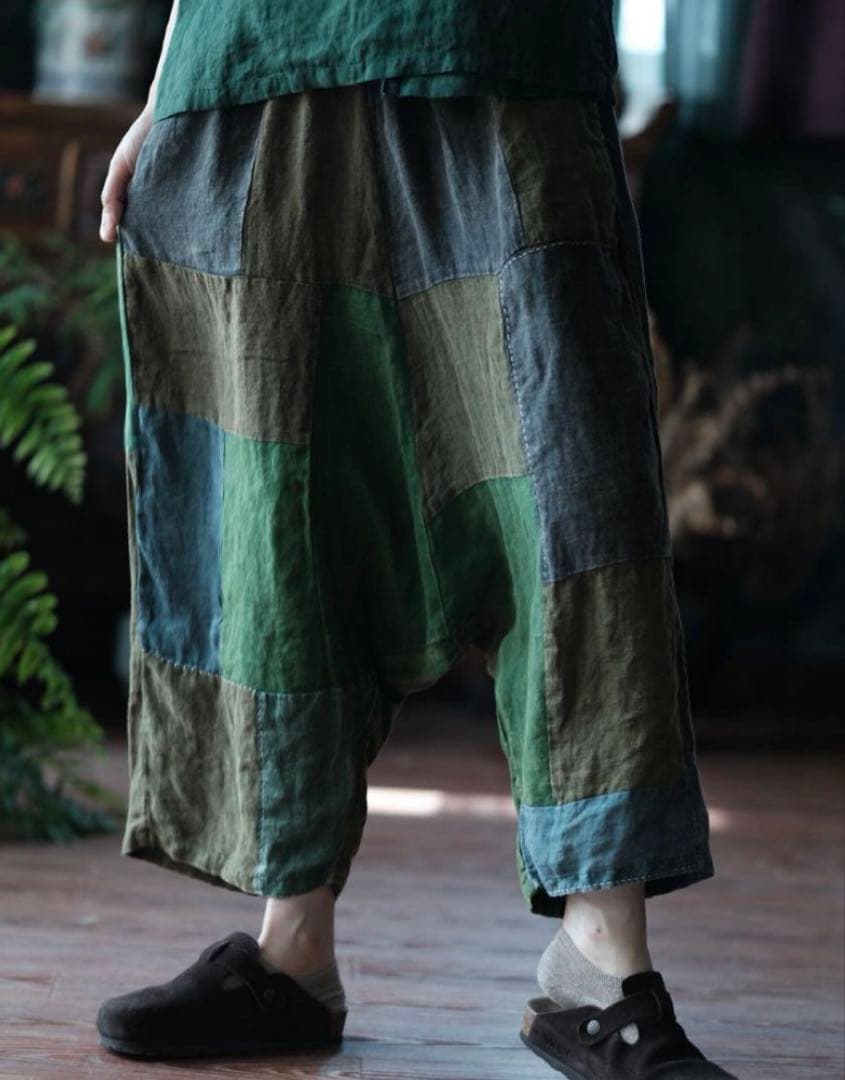 サルエルパンツ パッチワークデザイン