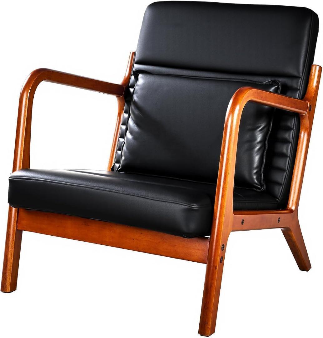 【高級感×快適性】パーソナルソファ ローソファー PUレザー 無垢材フレーム