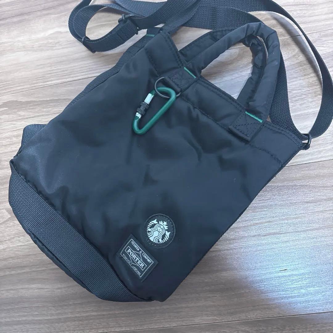 スターバックス ポーター コーヒー ビーン シェイプ ドラム バッグ 黒 コラボ