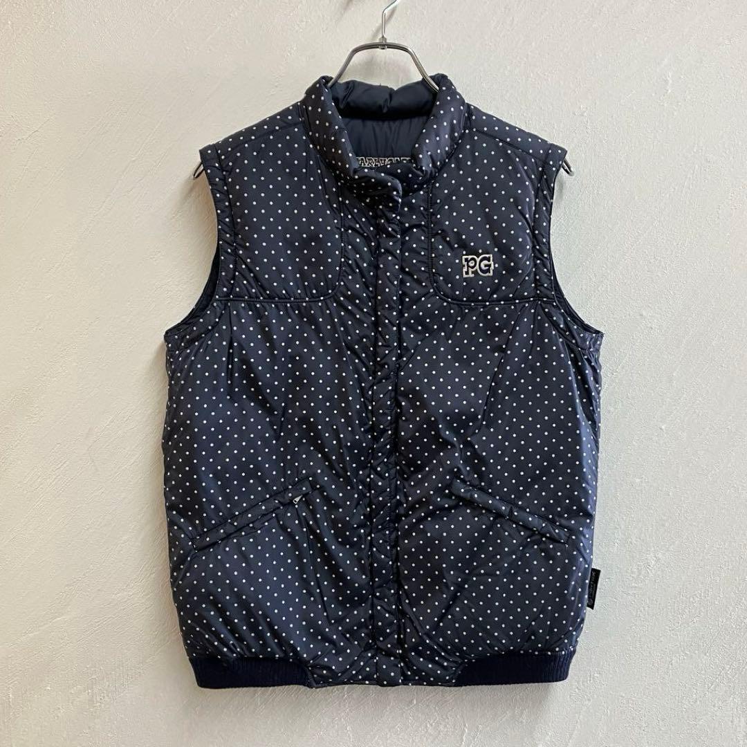 美品 PEARLY GATES ドット柄 リバーシブル ダウンベスト