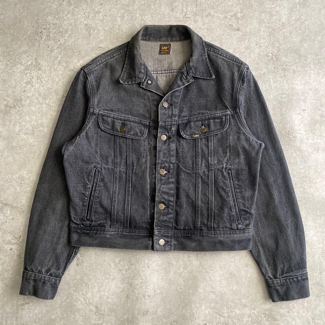 80s Lee 220 先染め ブラック デニム ジャケット 実寸 42
