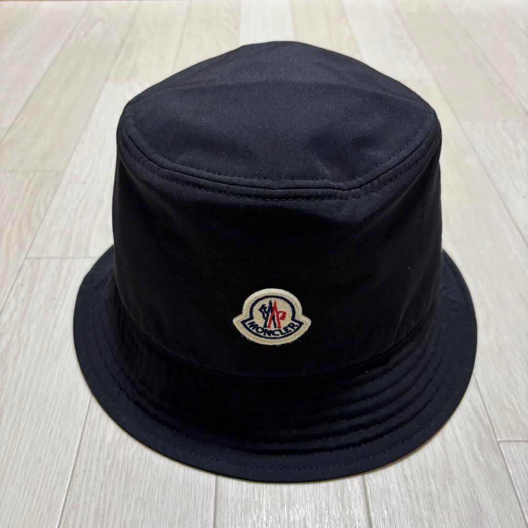 極美品　MONCLER バケットハット　帽子　黒　L 国内正規品 4K67