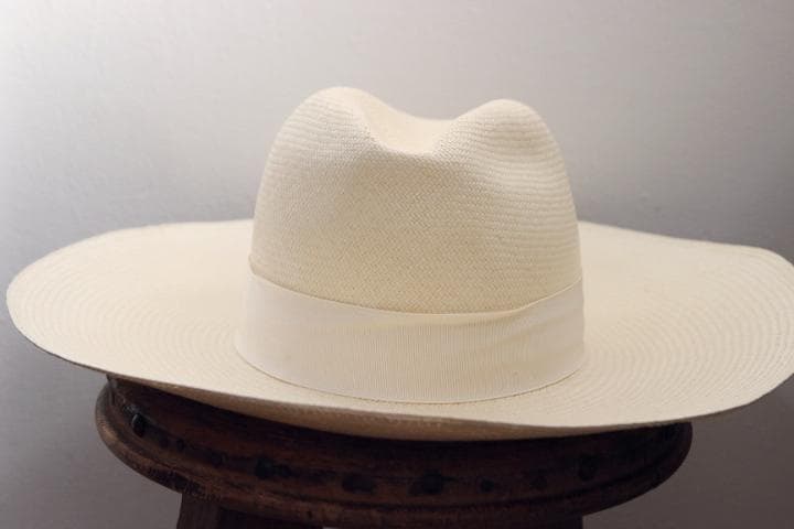 Borsalino ボルサリーノ 幅広ブリム パナマハット 麦わら帽子 M 白