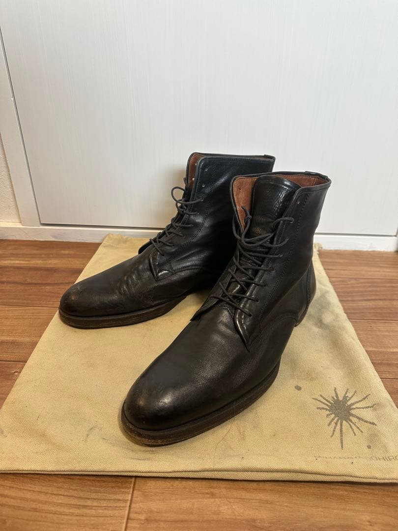 MIHARAYASUHIRO黒 レザー レースアップブーツ 靴袋付き
