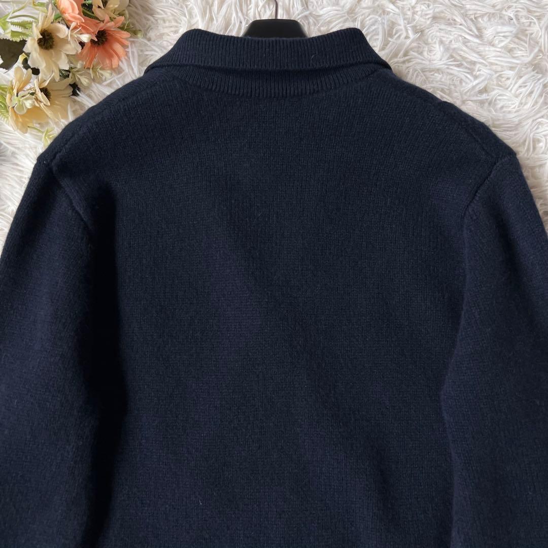 ebure エブール 金釦 ウール カシミア ニット ジャケット ネイビー