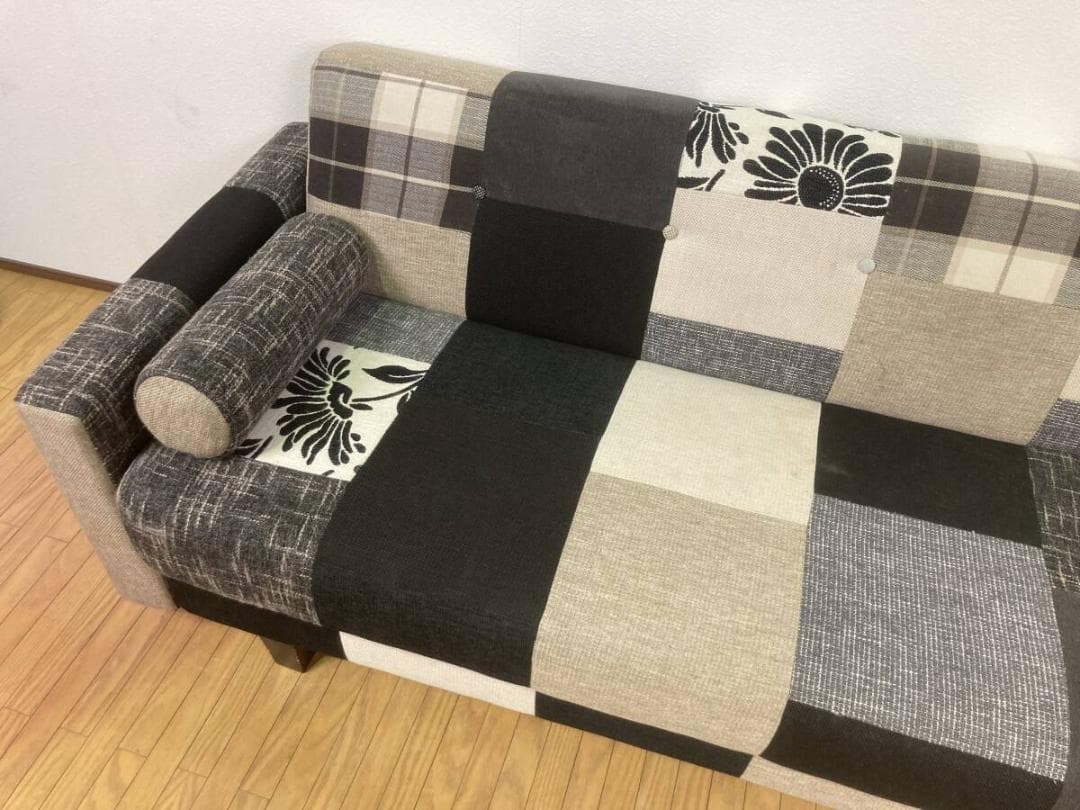 パッチワークソファ おしゃれ 3人掛け 収納付き ソファベッド 三人掛け 総柄