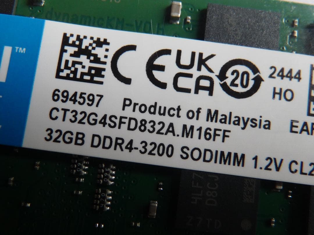 crucial 64GB DDR4 3200 SODIMM メモリ 現状品