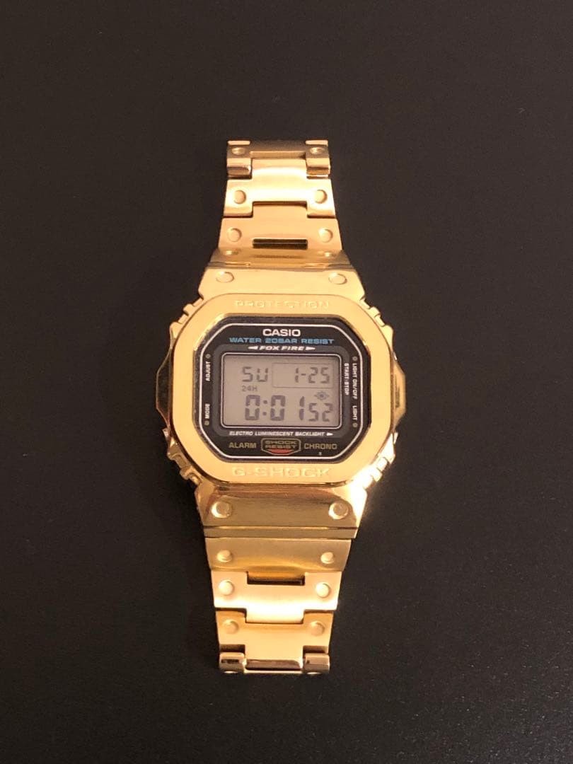 中古品　G-SHOCK DW5600 フルメタルカスタム　ゴールド