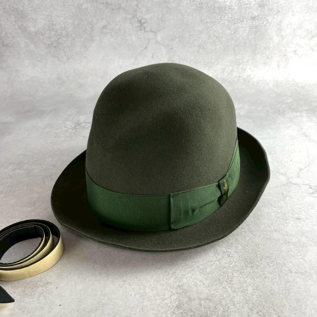 美品　ボルサリーノ　アレッサンドリア　ファー　フェルトハット　スモールブリム　緑