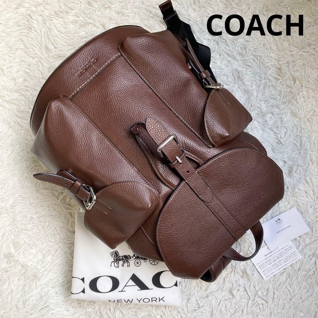 未使用級 COACH ワーナー 茶 リュック バックパック レザー 革