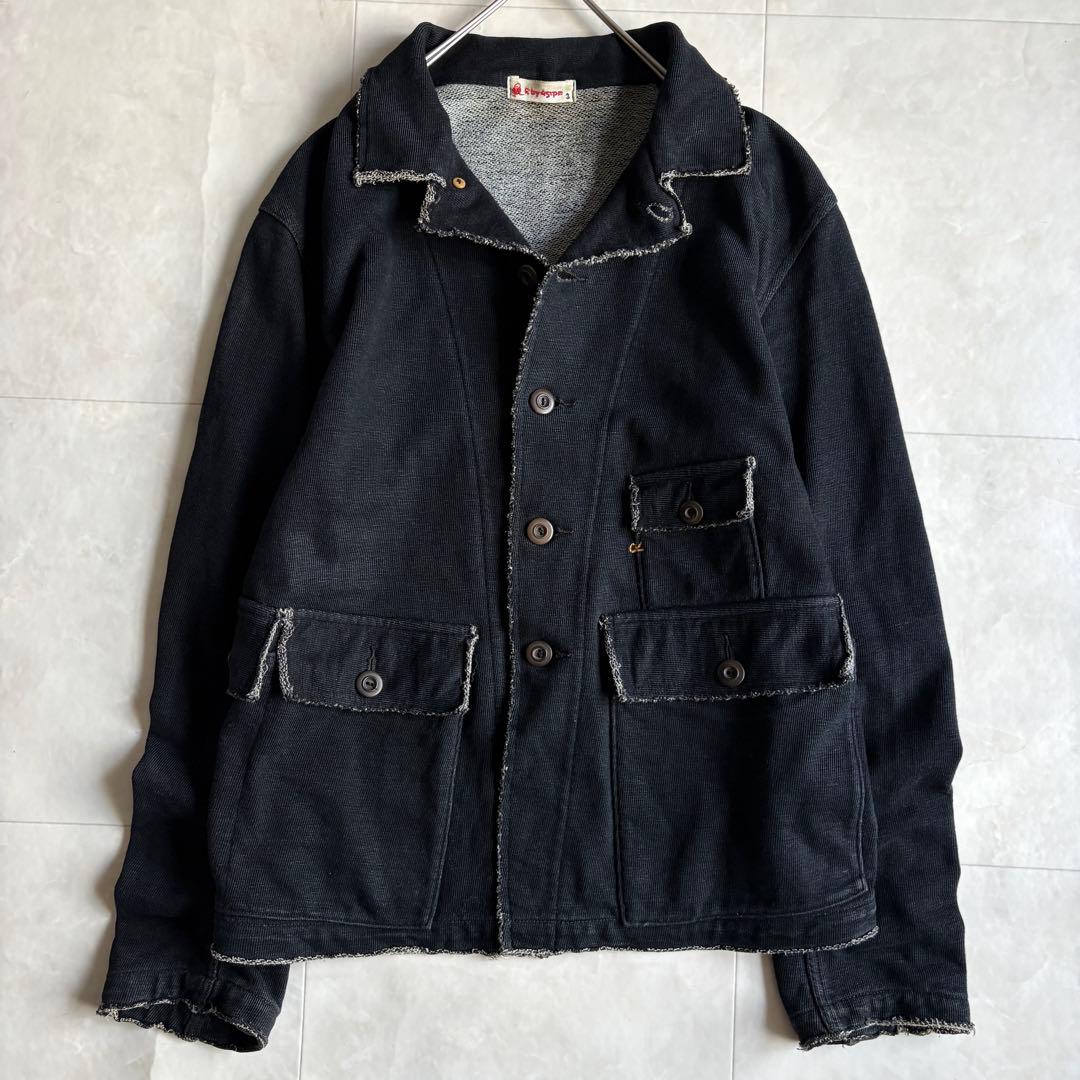 R by 45rpm インディゴ染め カバーオール 黒 3 コットン100