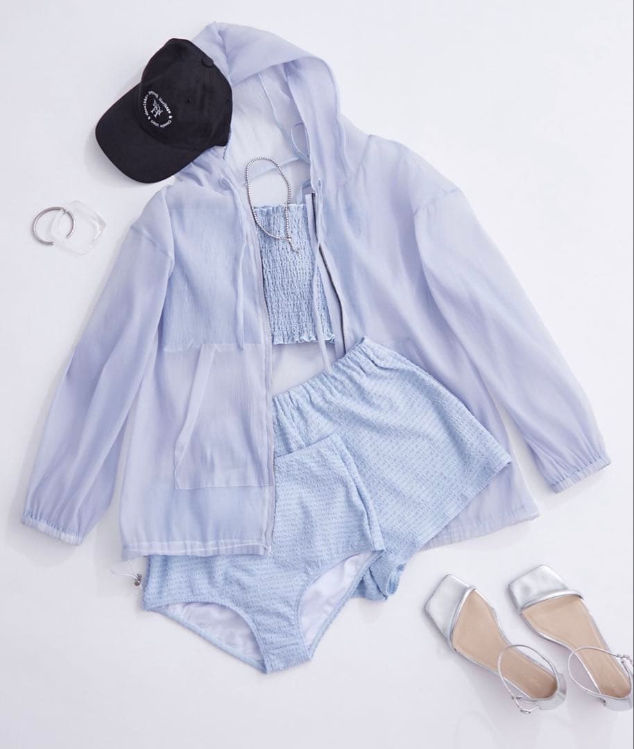 シアーパーカー4SETスイムウェア M ブルー 水着 mystic