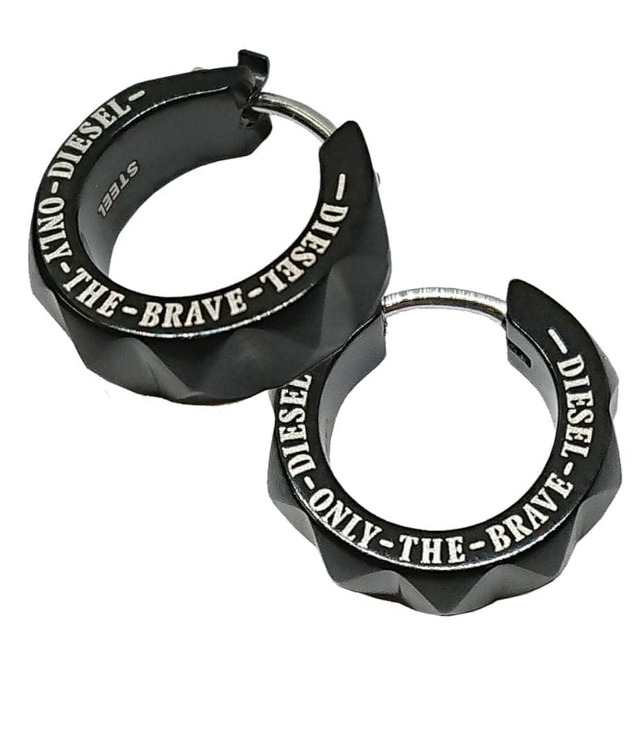 DIESEL ブラック フープピアス　2個