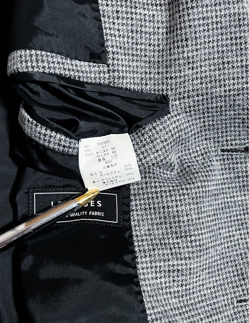 新品 未使用 タグ付き LES MUES ジャケット 尾州 グレー 織柄