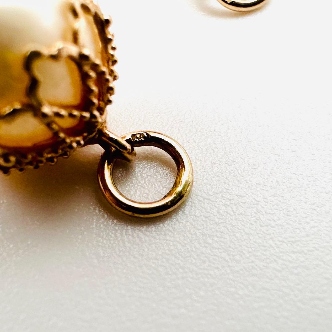 agete ピアスチャーム　パール　ミル打ち　透かし　k10刻印