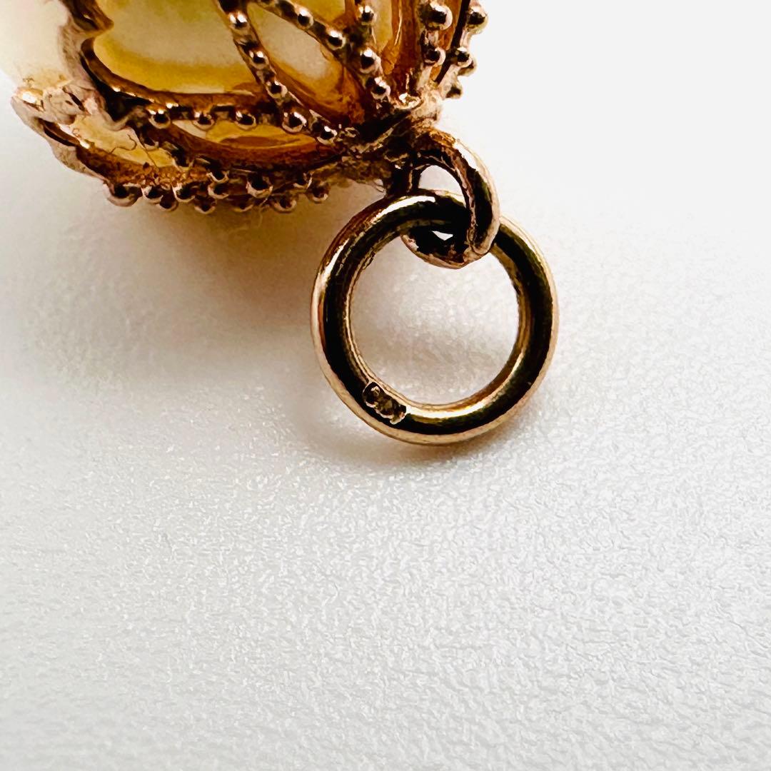 agete ピアスチャーム　パール　ミル打ち　透かし　k10刻印