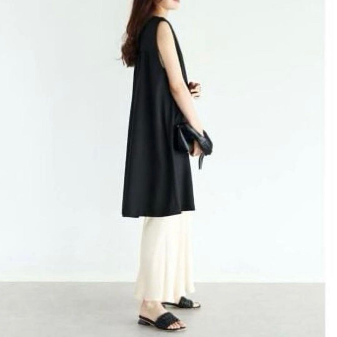 高級 Vin 手洗い可 ポイント　パール　ジレ ヤマダヤ　ネイビー　紺 着用感L