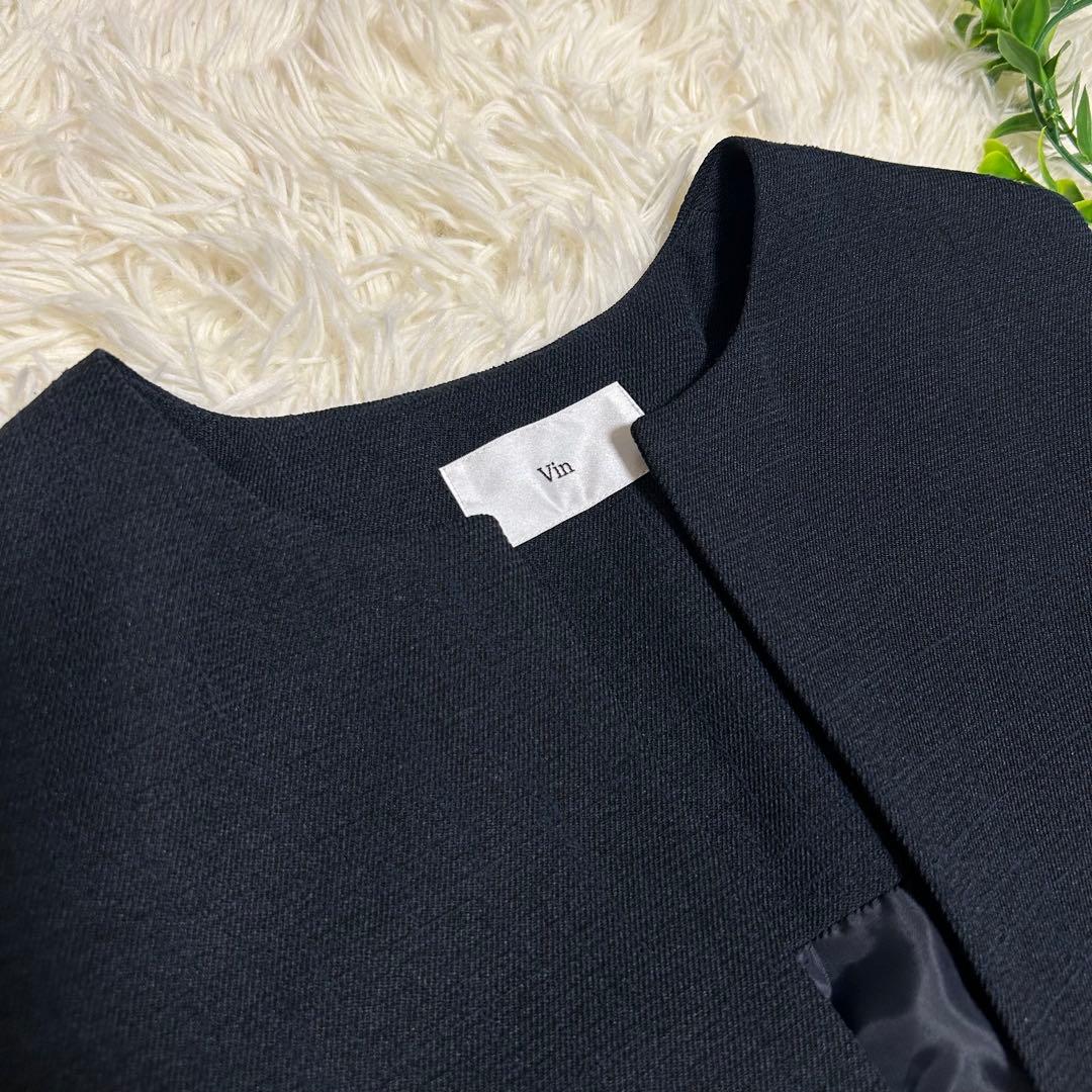 高級 Vin 手洗い可 ポイント　パール　ジレ ヤマダヤ　ネイビー　紺 着用感L