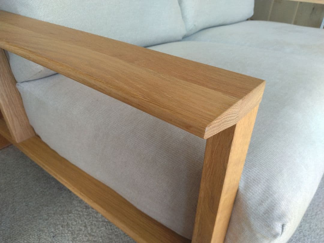 【訳あり美品】MUJI/無印良品 オーク材ソファ2シーター/フェザーコイル/木製