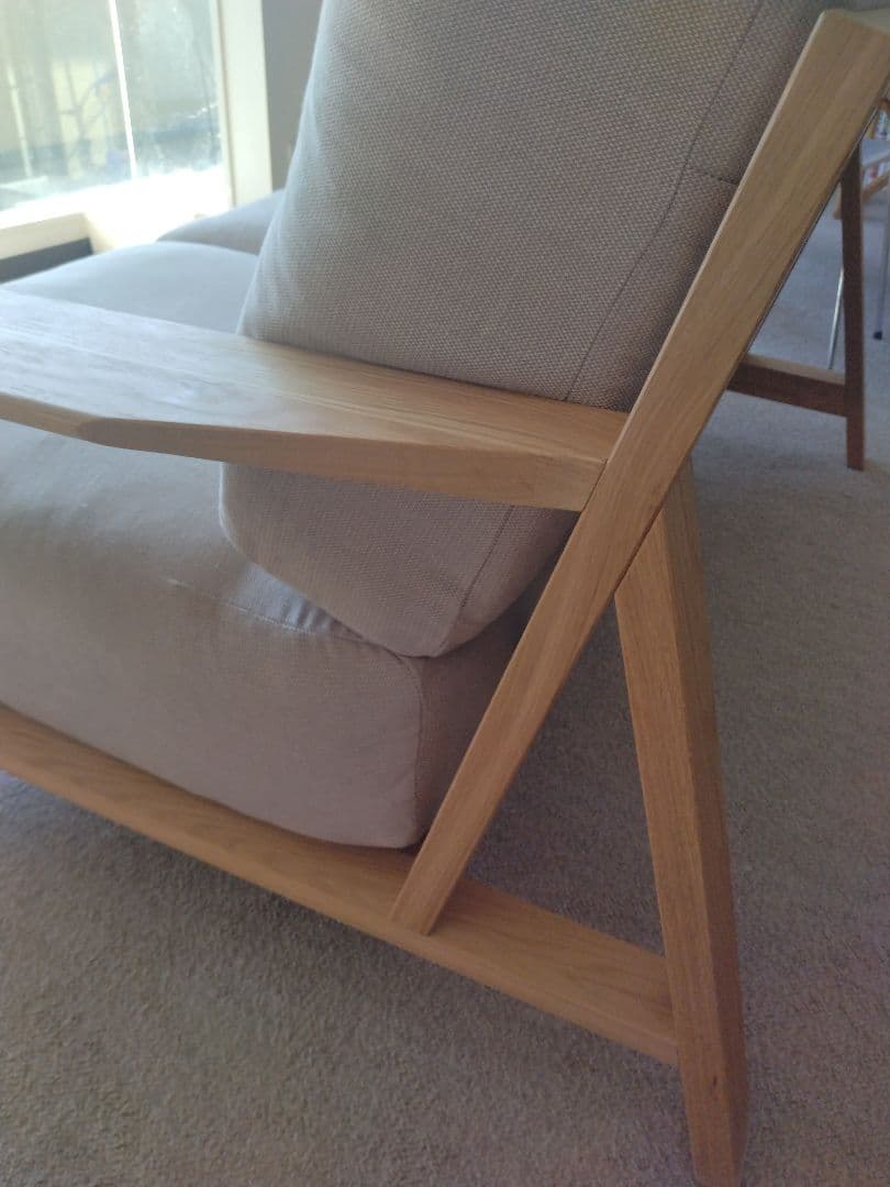 【訳あり美品】MUJI/無印良品 オーク材ソファ2シーター/フェザーコイル/木製