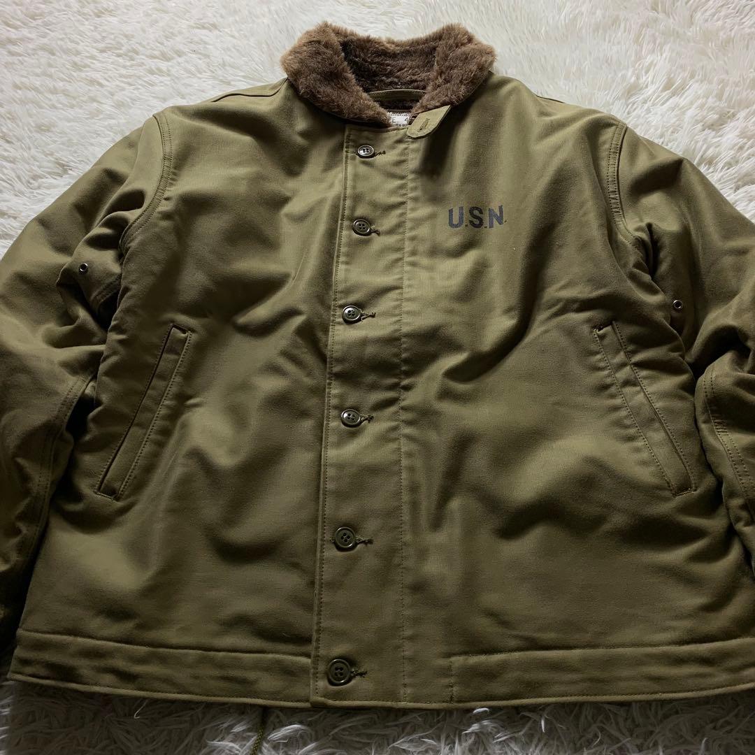 美品■HOUSTON ヒューストン デッキジャケット カーキ 42