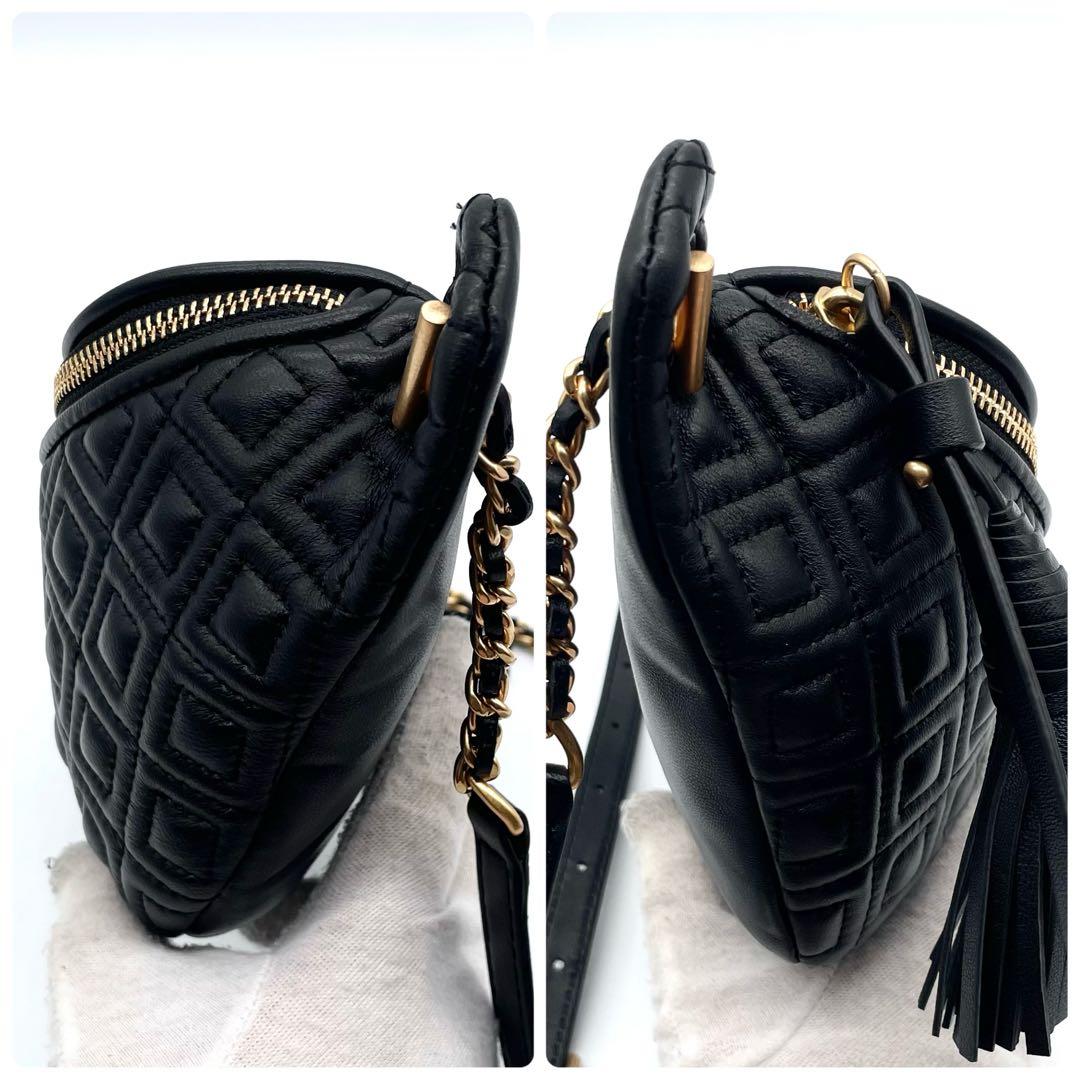 未使用級✨トリーバーチ フレミング ボディバッグ キルティング レザー ブラック