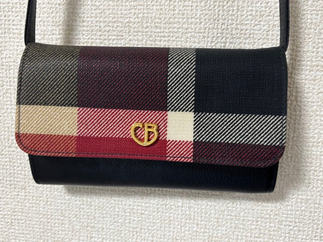 【完売品】ブルーレーベル　クレストブリッジチェックウォレットバッグ長財布2WAY