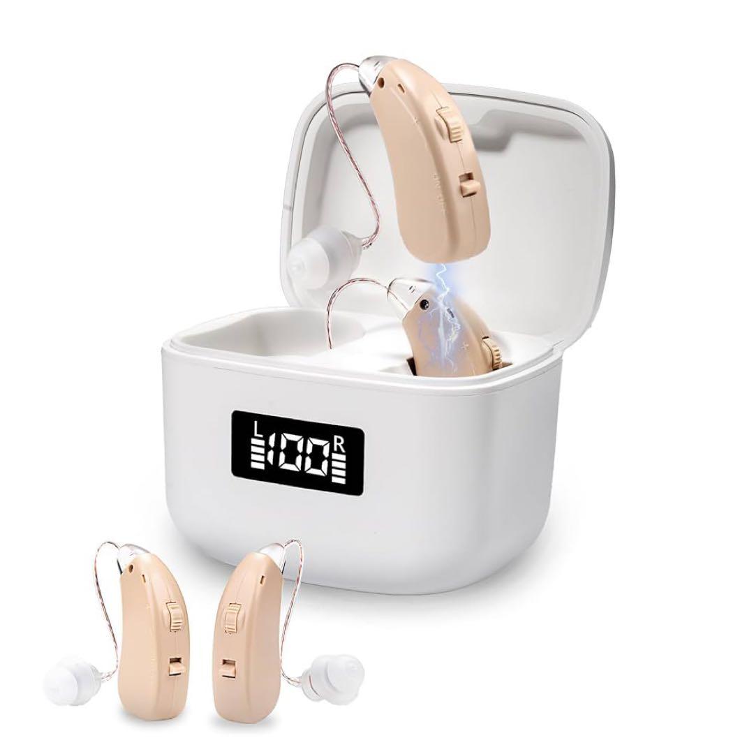 楽ちんヒアリング 充電式集音器 集音器 高齢者 軽量快適 耳掛け式 目立たない