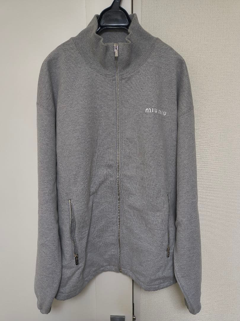 ミュウミュウ　グレー フリースジャケット ジップアップ