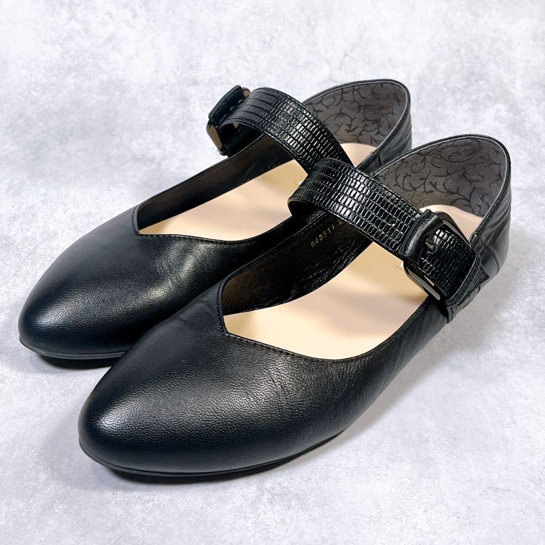 ☆美品☆【ヒミコ】パンプス (24.5) 2WAYベルトデザインバブーシュ　黒