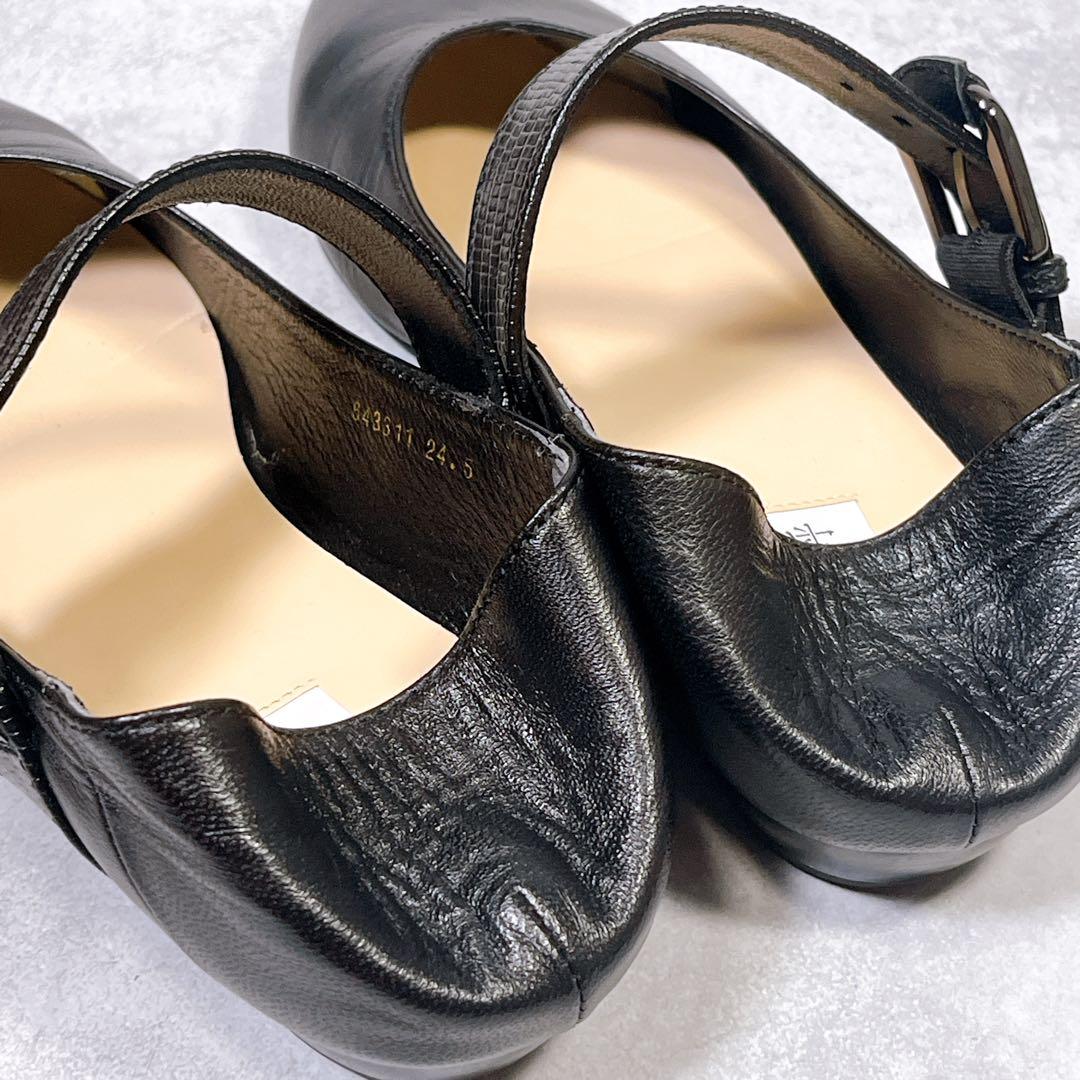 ☆美品☆【ヒミコ】パンプス (24.5) 2WAYベルトデザインバブーシュ　黒