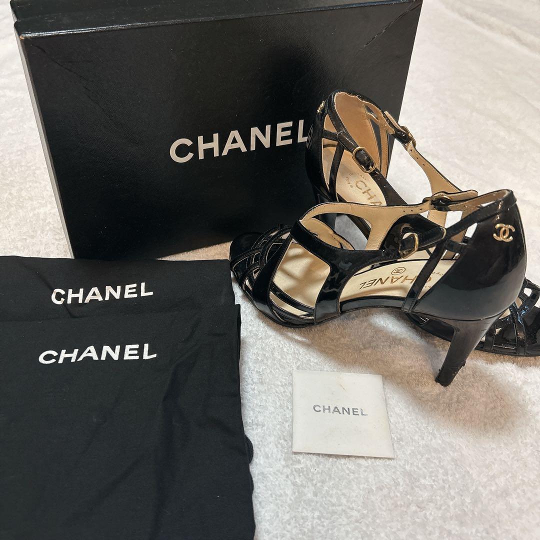 CHANEL シャネル サンダル パンプス ココマーク ブラック 黒 無地