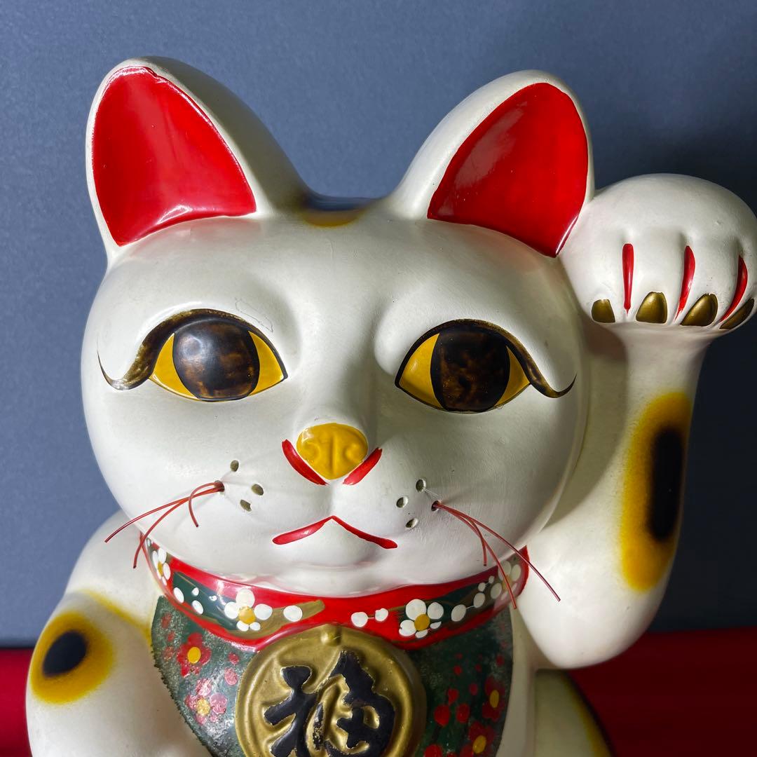 【　年代物　】特大　招き猫　左手招き　左手「人」「お客」を招く 縁起物 昭和