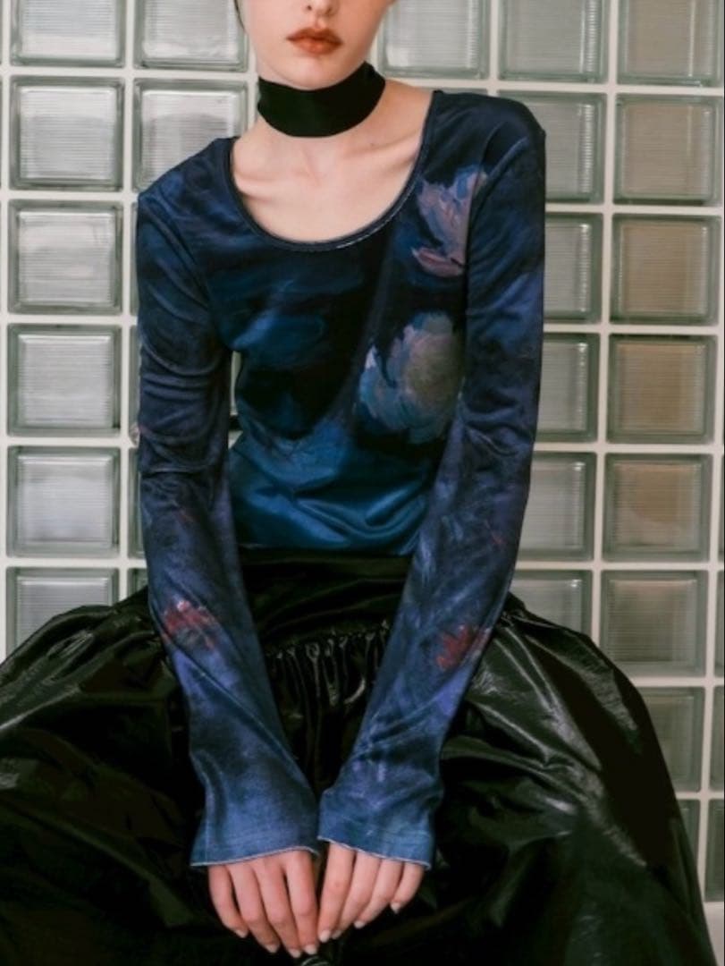 Velour Art Print Top/ベロアアートプリントトップ