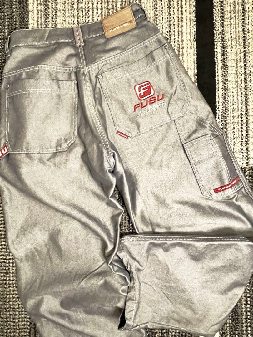 FUBU シルバー　ワイドパンツ