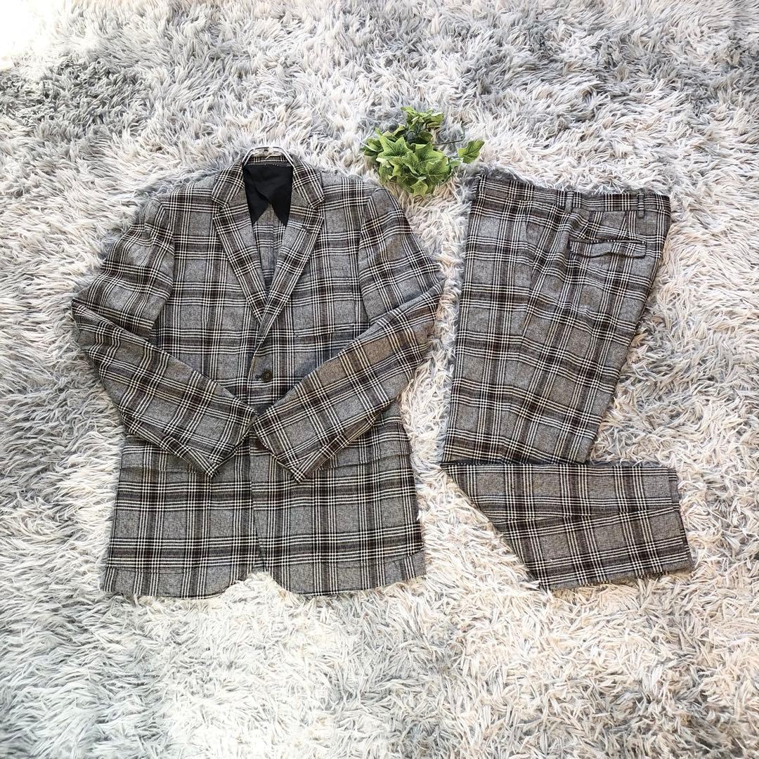 GUCCI メンズ セットアップ スーツ 48R M相当 チェック柄 美品上下付