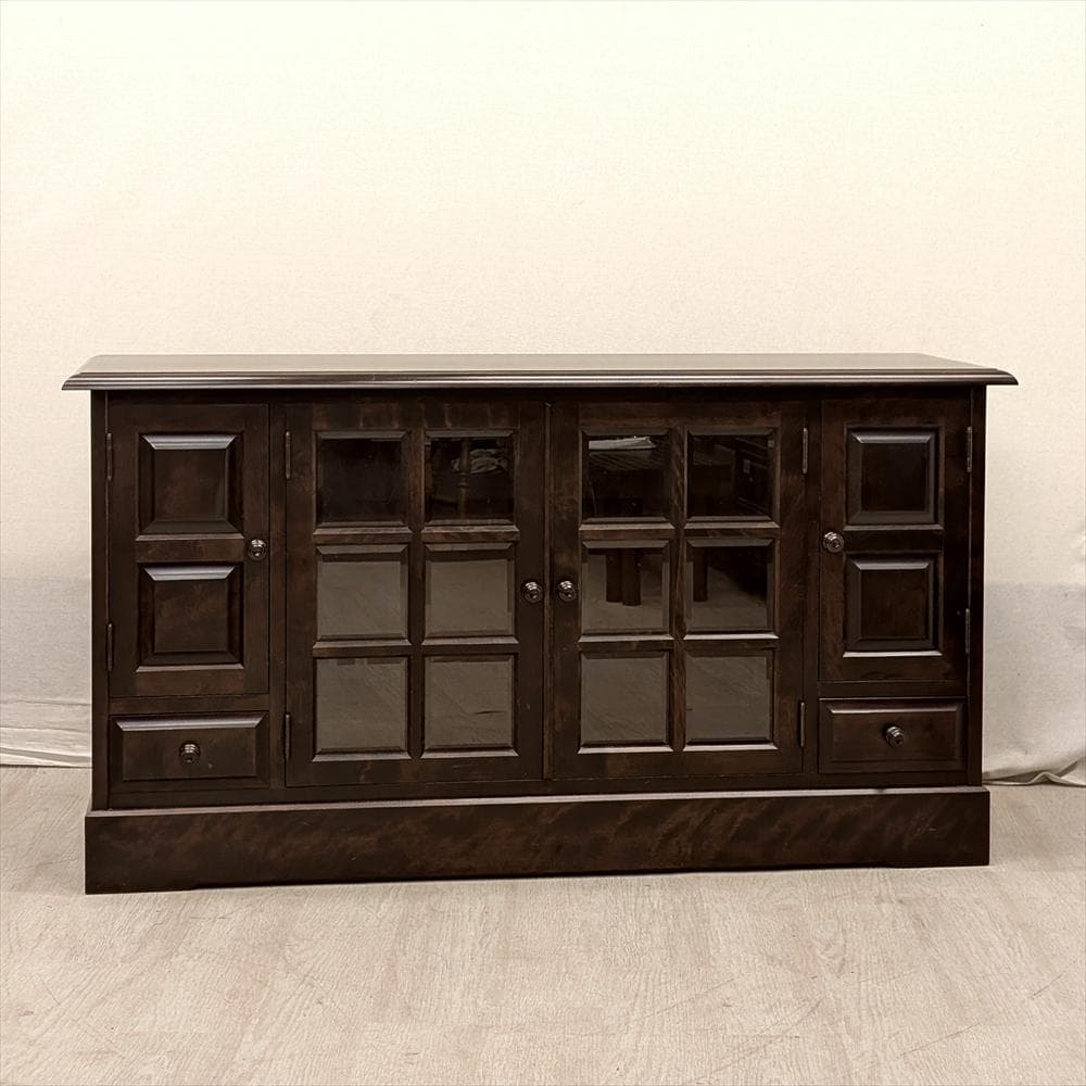 北海道民芸家具　樺　カバ材　無垢　サイドボード　キャビネット　収納棚　飾り棚