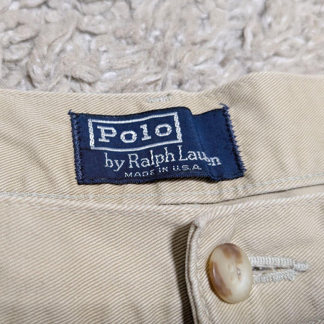 90s ラルフローレン USA製 初期タグ 2タック ポロチノ ベージュ W36