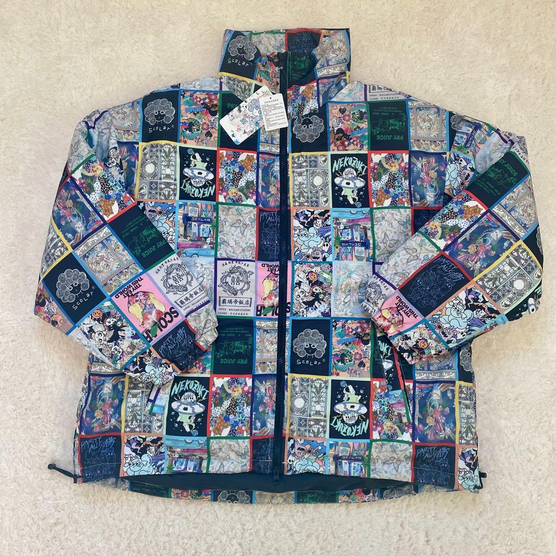 【新品】ScoLar柄 中綿ジャケット バッグ2つセット パッチワーク