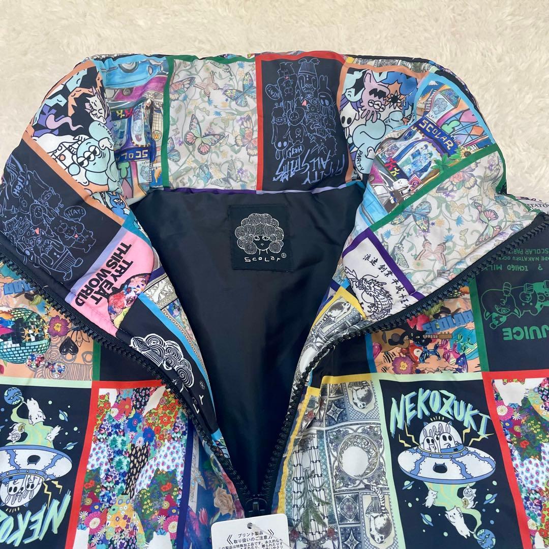 【新品】ScoLar柄 中綿ジャケット バッグ2つセット パッチワーク