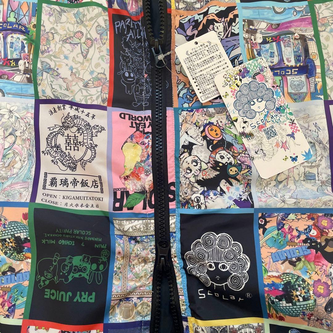 【新品】ScoLar柄 中綿ジャケット バッグ2つセット パッチワーク