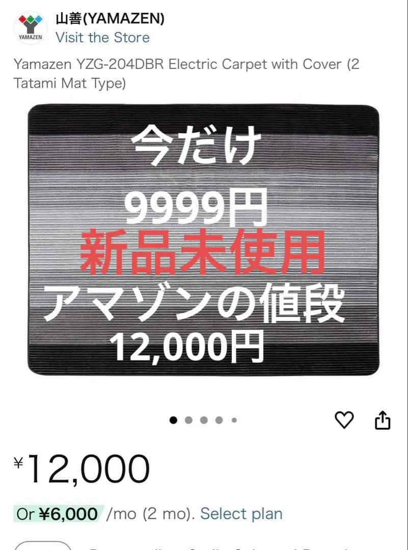 大人気　売れてます❣️YZG-204DBR カバー付き電気カーペット(2畳)